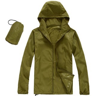 Men Women Quick Dry Hiking Jacket Waterproof UPF30 Sun & UV Protection Coat army green (1)