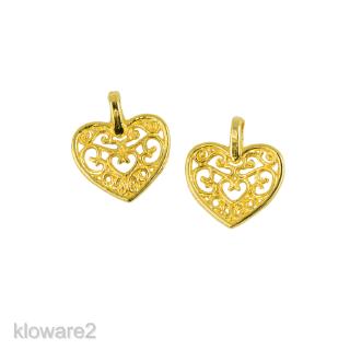 50pcs Hollow Heart Pendant Charms Pendant Gold Filigree Heart Beads Crafts