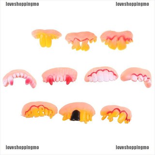 【LOV】10pcs Funny Goofy Fake Vampire Denture Teeth Halloween Decor Prop Trick Toy (3)