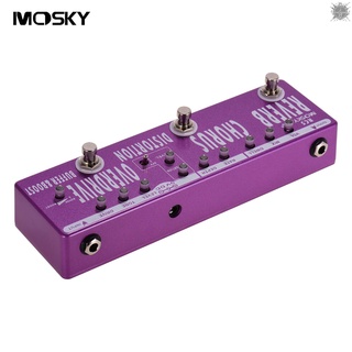 ♥TO♥ MOSKY RC5 6-in-1 Guitar Multi-Effects Pedal Reverb + Chorus + Distortion + Overdrive + Booster + Buffer Full Metal Shell with True Bypass
