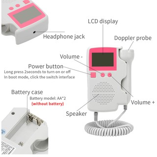 【Free Gel】LCD Display Doppler Fetal Heart rate Monitor Home Pregancy Detector NoRadiation 2.5-3.0MHz (9)