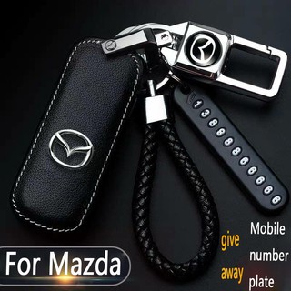 Mazda 3 CX-4 CX-5 CX-7 Car Key Proctection Cover Case Leather Key Holder Genuine Leather Car Key Cover Keychain