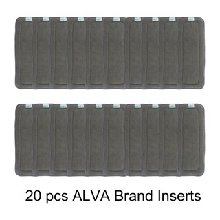 20pcs ALVA 4-Layer Bamboo charcoal Cloth Diaper Inserts For Reusable Pocket Cloth Diapers