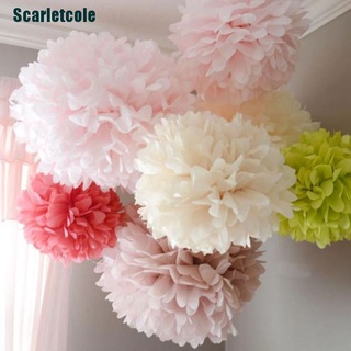 [Scarletcole] Handmade Tissue Party Flower Ball Decoration Paper Pompoms Wedding Decorative