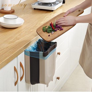 Someday Hanging Trash Can for Kitchen Cabinet Door, Collapsible Trash Bin Small Compact Garbage (3)
