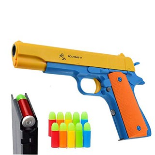 Blaster Cool Toy Gun with 10 Soft Bullets, Ejecting Magazine, Slide Action Toy Nerf Blaster