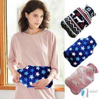 Hot Water Bottle Bag Cover Coral Fleece Cloth 1000ml Keep Warm Soft Home Relaxing