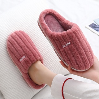 Fashion Cotton Slippers Women Winter Plush Warm Non-slip Slippers Couple Home Cotton Slippers After