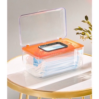 NN Minimalist Transparent Acrylic Face Mask Holder Tissue Box Dust-Proof Home Storage Organizer (2)