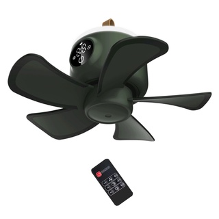 8000mAh USB Rechargeable Ceiling Fan Remote Control Camping Tent Fan 4 Gears with LED Lamp for Home