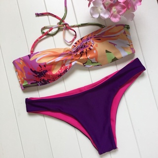 【M&M】#486 Underwire Push Up pineapple Bandeau Bikini Set Swimsuit