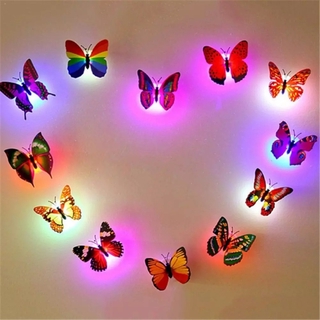 LED Butterfly Decoration Night Light/3D Butterfly Sticker Wall Light/Colorful Romantic Night Lamp for Home Decor