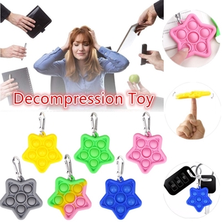 Pop It Keychain Finger Bubble Five-pointed Star Decompression Fidget Pressure Silicone Relieve Toy