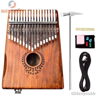 ┅【Ready stock】 Senda Electroacoustic Kalimba 17 Keys Thumb Piano and Tune Hammer, Portable Mahogany