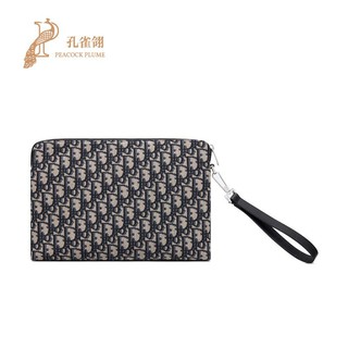 Dior/Dior2021New Men's Bag Fashion Classic Zipper ClosureOblique Printing Clutch (1)