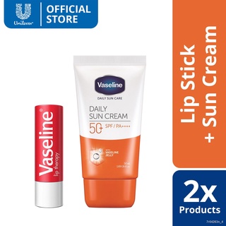☊◈❖【Ready stock】 Vaseline Rosy Lip Stick 4.8G + Vaseline Daily Sun Cream 50ML