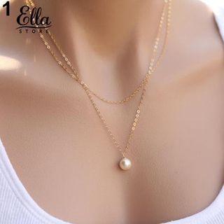 Ellastore Lady Multilayer Round Faux Pearl Gold Plated Chain