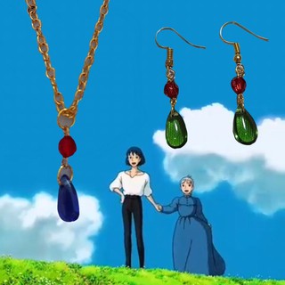 Howls Moving Castle Earrings and Necklace Anime! with FREEBIES!