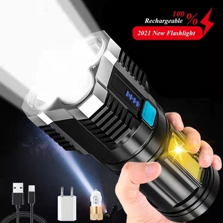 Super Bright Tactical Flashlight USB Rechargeable Camping Flashlight Outdoor Waterproof Searchlight