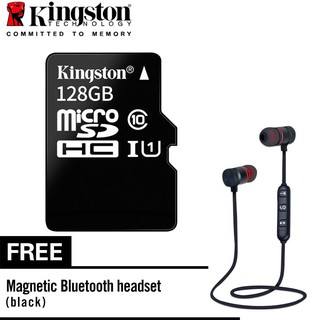 0ZIO Kingston with SD Adapter Memory Card 128GB Class10 Flash SD TF Card With free Bluetooth Earpho