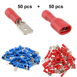 50Pairs Insulated Spade Electrical Crimp Wire Cable Connector Terminal Kit H30