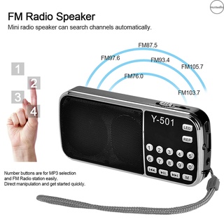 Ms Y-501 Mini FM Radio Digital Portable 3W Stereo Speaker MP3 Audio Player High Fidelity Sound Quali