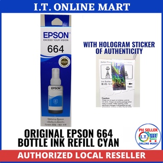 Genuine Epson 664 T6642 Cyan 70ml Ink Bottle Refill LATEST PACKAGING