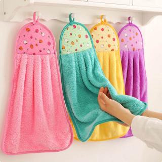 Soft Coral Velvet Hand Towel，Absorbent Cloth Hanging Quick-Dry Cleaning Cloth Kitchen Accessories