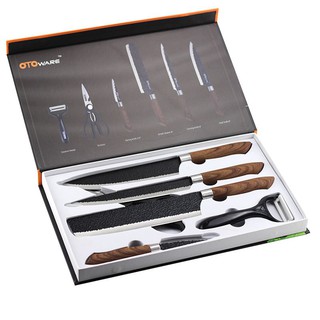 Premium Quality Wooden Handle Kitchen Master Knife (Multi-function 6pcs Set)