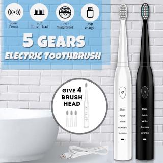 5 Mode Ultrasonic Electric Toothbrush Adult Timer Brush Usb Charge Soft Tooth Brushes With 4pcs Head (1)