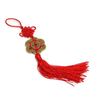 FENGSHUI Lucky COINS TASSEL RED Chinese Hanging DECOR CHARMS Coin Sabit (1)
