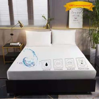 TOWN SHOP Smooth Waterproof Mattress Protector Fitted Bed Shee Waterproof Fitted Bedsheet(white)