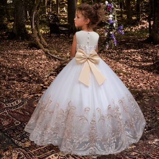 White Lace Bridesmaid Dress Kids Dresses For Girls Children Princess Evening Children's Dress Girl