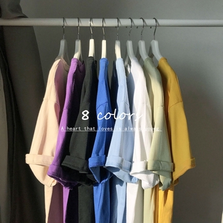 【40-100kg/Plus Size/100%Cotton】Oversized Pure Cotton Women Plus Size Solid Color T-shirt Round Neck Short Sleeves Big Loose Pure Color Basic Tee Summer Maternity Cloth T-shirt Casual Top Fashion Big Size Medium-Long Length T-shirt Dress Pajamas