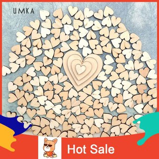 ♉SP 100Pcs 4Sizes Mixed Wood Wooden Love Heart Wedding Table Scatter Decor DIY Craft