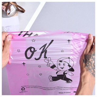 100PCS Thank you printed Lovely Shopping Bags Supermarket Plastic Bags With Handle (3)