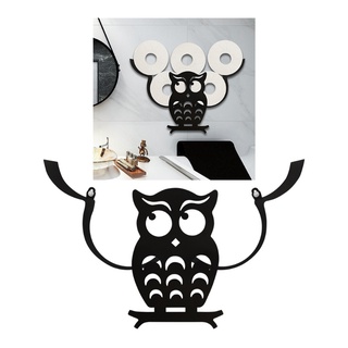 Kiki. Staring Owl Cute Cast Iron Animal Black Paper Towel Holder, Wall-Mount Bath Tissue Toilet Roll Jewelry Organizer Free-Standing Bronze Rustic Decor (5)