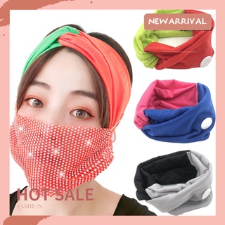 【TS】 Women 2-Color Cross Knot Elastic Headband Button Hair Band Yoga Workout Sweatband