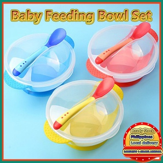 Baby Feeding Bowl Set Safety Dinnerware Toddler Sucker Bowl Spoon Training Eating Bowl Non-Slip