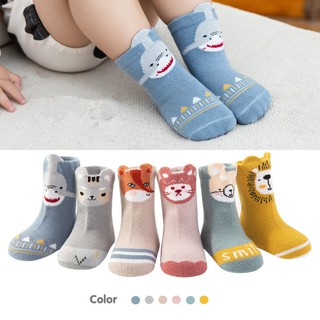 [3 Pairs] Baby Socks Cute Korean Cotton Non-Slip Socks for Autumn Winter