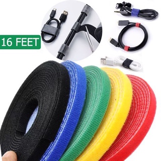 5m Cable Organizer Velcro Straps Tape, Wire Organizer Velcro Cable Ties, Adhesive Fastener Tape Magic Hooks Loops Cable Winder Organizer Storage