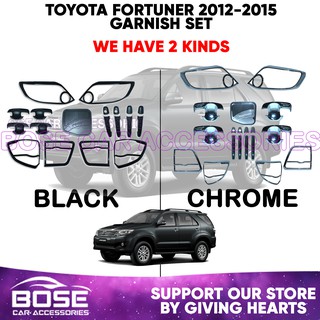 Toyota Fortuner 2012 - 2015 Black / Chrome Garnish Cover Set Toyota Car Accessories
