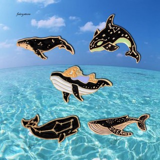 Fairy＆1Pc Fashion Enamel Lapel Badge Unisex Cartoon Whale Dolphin Print Brooch Pin