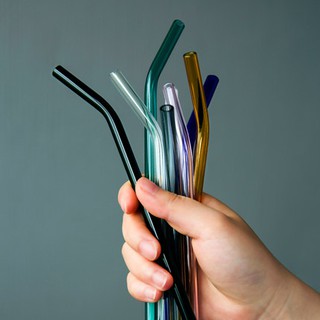 Heat And High Temperature Resistant Glass Straw 8mm*18cm Elbow
