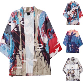 Men Japanese Kimono Streetwear Cosplay Printed Cardigan For Women Men Samurai Costume Clothing