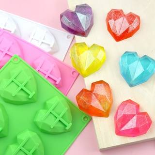 8-hole Diamond Love Heart shape Silicone Molder Geometric Heart Cake Pop Chocolate Molder