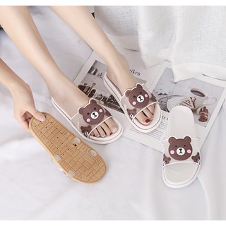 Cute candy-colored bear shoes thick-soled comfortable outer wear student home Korean ryan sandals (2)