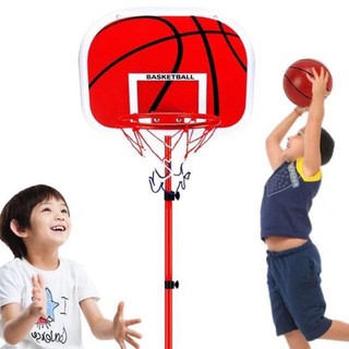 High Quality Adjustable Basketball Hoop Net Ring Board with Stand Sports Toy for Kids (Red)