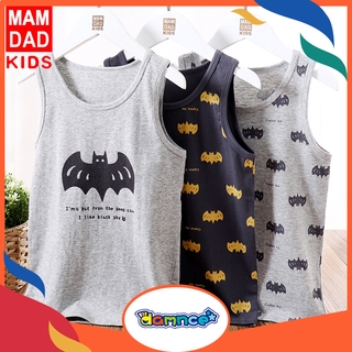 3PCS Kids Baby Boys Sleeveless Vest Cotton Cartoon Batman Pattern Breathable Tops Shirt Clothes