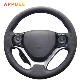 Black Artificial Leather Car Steering Wheel Cover for Honda Civic 9 2012 2013 2014 2015